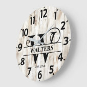 Old Farm W Monogram Große Wanduhr (Winkel)