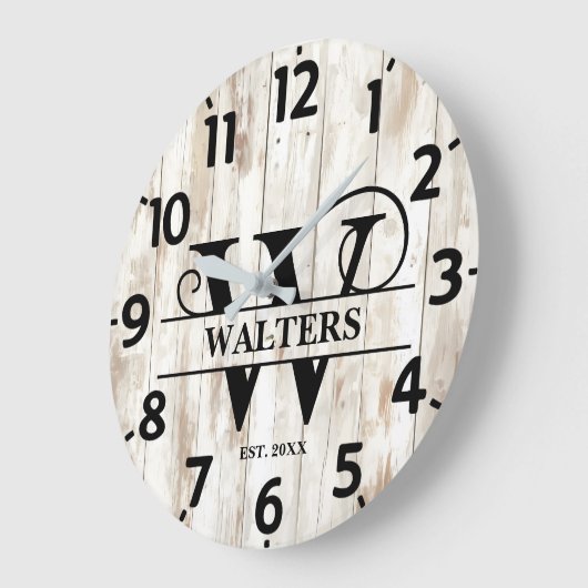 Old Farm W Monogram Große Wanduhr (Winkel)