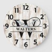 Old Farm W Monogram Große Wanduhr (Vorderseite)