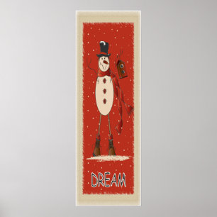 Old Fashion Dream Snowman   Christmas Poster