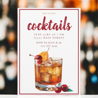 Old Fashion Drink Cocktail Party Einladung