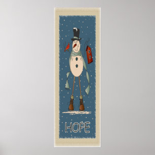 Old Fashion Hope Snowman   Christmas Poster