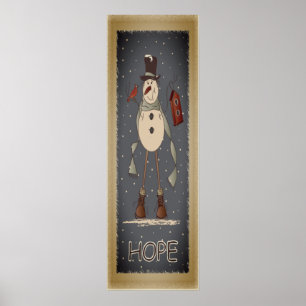 Old Fashion Hope Snowman   Christmas Poster