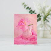 Old Fashion Pink Peony Postcard Postkarte (Stehend Vorderseite)