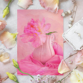 Old Fashion Pink Peony Postcard Postkarte