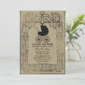 Old Fashion Vintag Carriage Deko Baby Shower Einladung (Stehend Vorderseite)