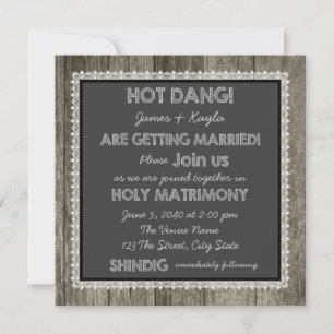 Old Fashioned Barn Wood Chalkboard Country Wedding Einladung
