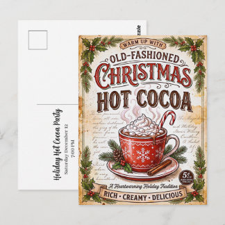 Old fashioned Christmas cocoa party invite Postkarte