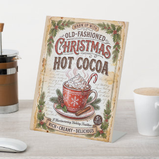 Old fashioned Christmas cocoa sign Sockelschild
