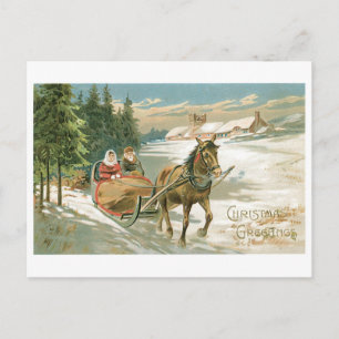 Old-fashioned Christmas, Horse sled Feiertagspostkarte