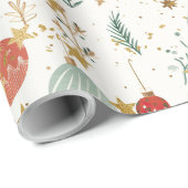Old Fashioned Christmas Ornaments & Gold Stars Geschenkpapier (Rolleneckpunkt)