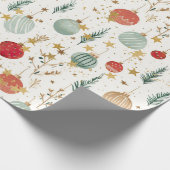 Old Fashioned Christmas Ornaments & Gold Stars Geschenkpapier (Ecke)