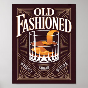 Old Fashioned Cocktail Art Deco Vintage Bar Poster