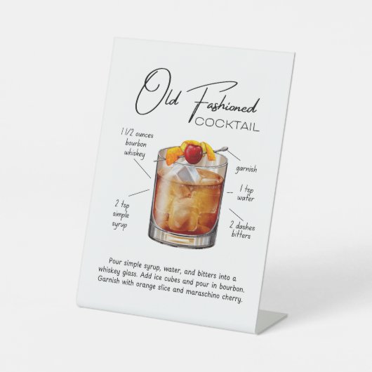 Old Fashioned Cocktail Podestschild Sockelschild (Vorderseite)