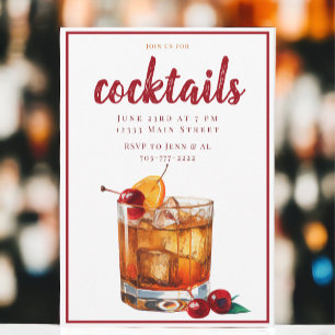 Old Fashioned Drink Cocktailparty Einladung