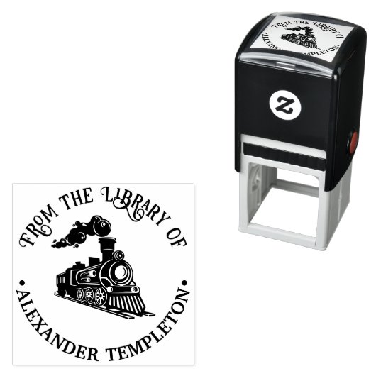 Old Fashioned Locomotive Train Library Book Name Permastempel (Beispiel)