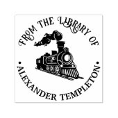 Old Fashioned Locomotive Train Library Book Name Permastempel (Design)