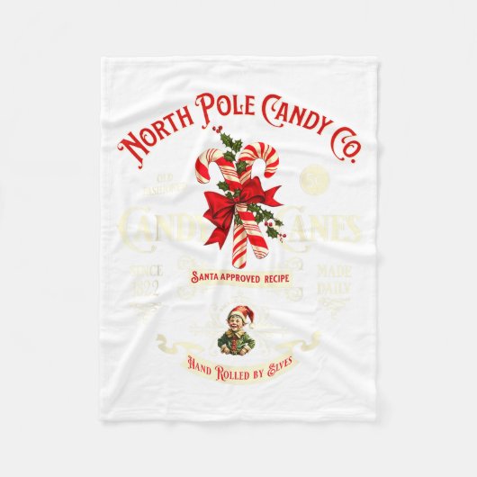 Old Fashioned North Le Candy Cane Company Elf Chri Fleecedecke (Vorderseite)
