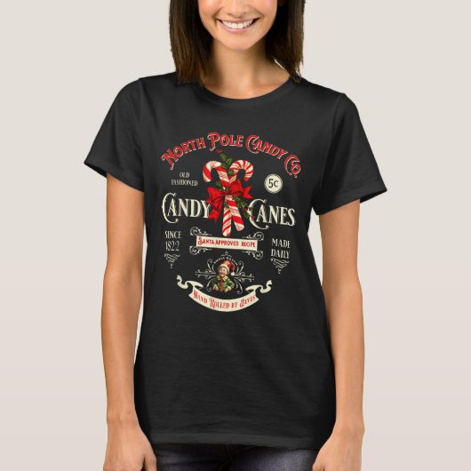 Old Fashioned North Le Candy Cane Company Elf Chri T-Shirt (Vorderseite)