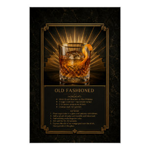 Old Fashioned Rezeptposter Bar Kunst Poster