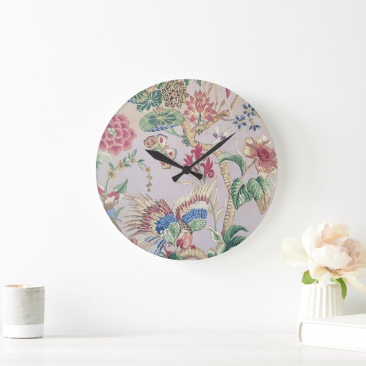 Old-fashioned Wallpaper Pattern Große Wanduhr (Zuhause)