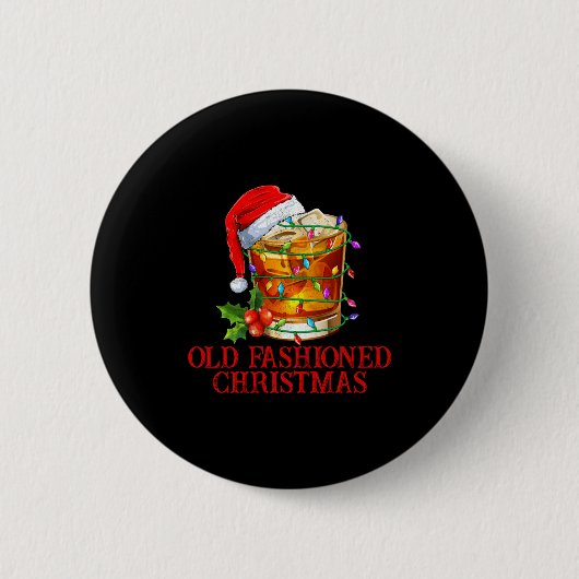 Old Fashioned Whiskey Christmas Funny Bourbon Tail Button (Vorderseite)