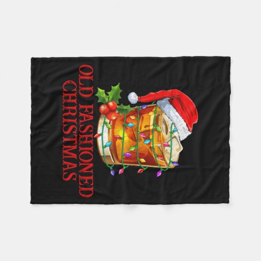 Old Fashioned Whiskey Christmas Funny Bourbon Tail Fleecedecke (Vorderseite (Horizontal))