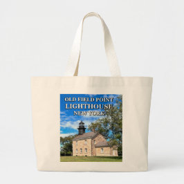 Old Field Point Lighthouse New York Große Tote Bag Jumbo Stoffbeutel