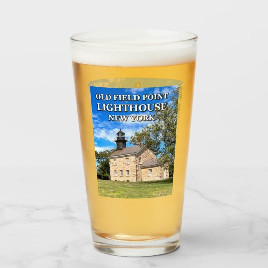 Old Field Point Lighthouse, New York Pint Glass Glas (Vorne (Gefüllt))