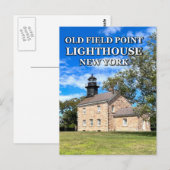 Old Field Point Lighthouse, New York Postcard Postkarte (Vorne/Hinten)