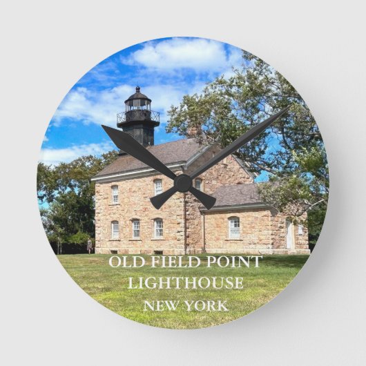 Old Field Point Lighthouse, New York Round Clock Runde Wanduhr (Vorderseite)