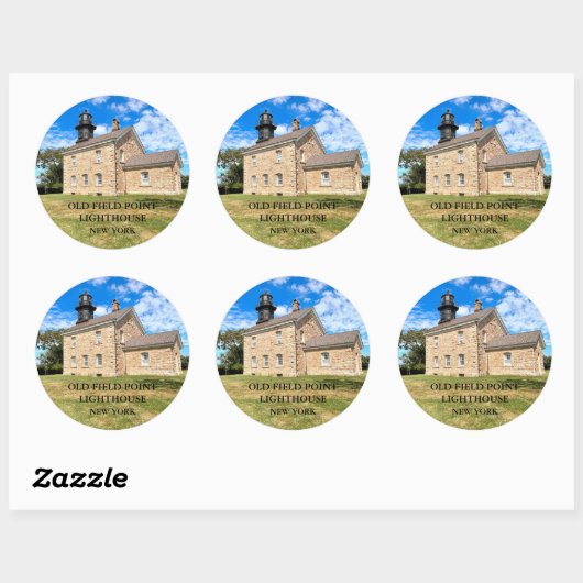 Old Field Point Lighthouse New York Round Stickers (Blatt)