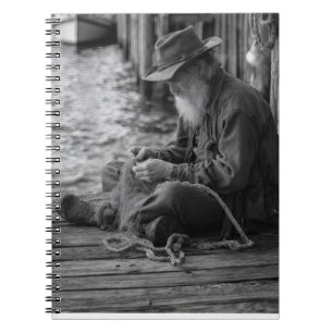 Old Fisherman Dockside Portrait-Notebook Notizblock