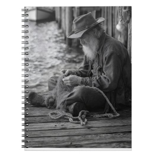 Old Fisherman Dockside Portrait-Notebook Notizblock (Vorderseite)