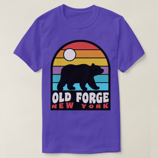 Old Forge NY Adirondacks Bear Abzeichen Retro Suns T-Shirt (Design vorne)