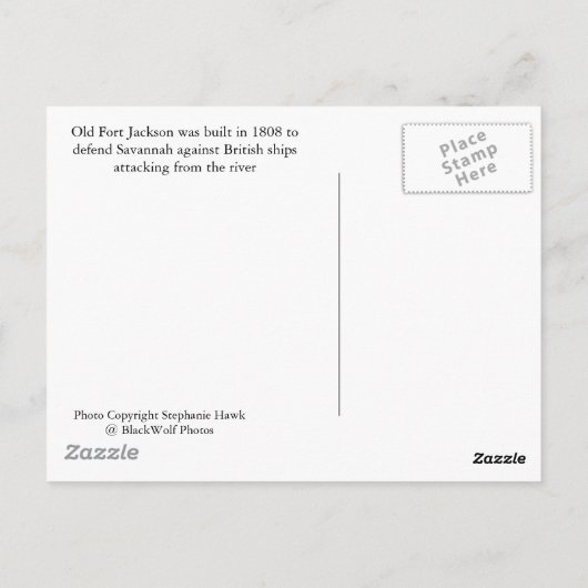 Old Fort Jackson, Savannah, Ga Postkarte (Rückseite)
