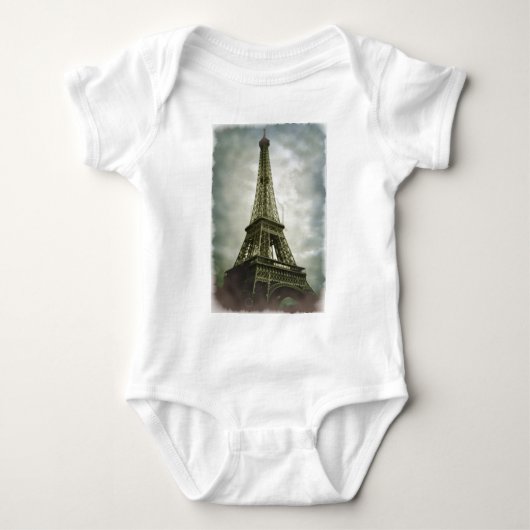 Old Foto Effect Eiffel Tower Paris Baby Strampler (Vorderseite)