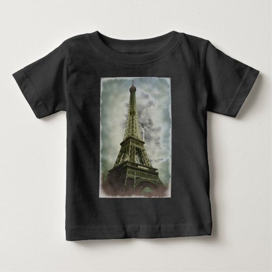 Old Foto Effect Eiffel Tower Paris Baby T-shirt (Vorderseite)