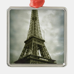 Old Foto Effect Eiffel Tower Paris Silbernes Ornament