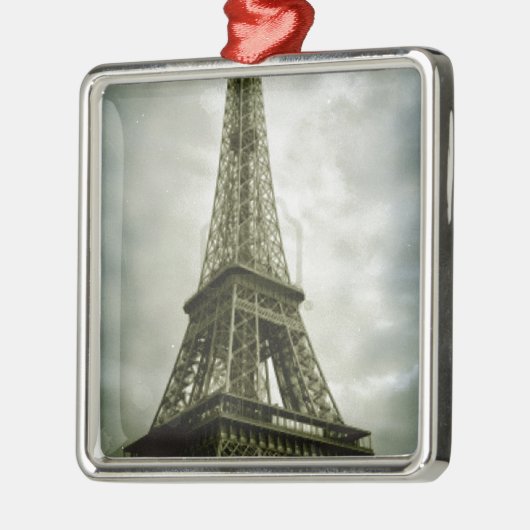 Old Foto Effect Eiffel Tower Paris Silbernes Ornament (Links)