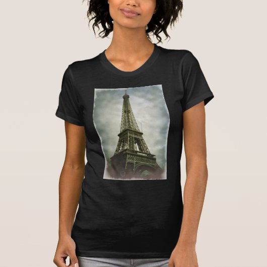 Old Foto Effect Eiffel Tower Paris T-Shirt (Vorderseite)