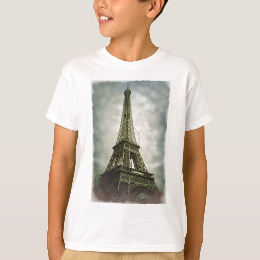 Old Foto Effect Eiffel Tower Paris T-Shirt (Vorderseite)