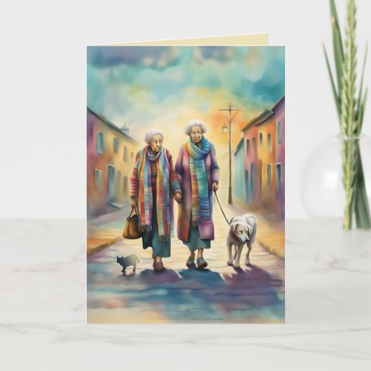 Old Friends Best Friends Grußkarte Dankeskarte (Vorderseite)