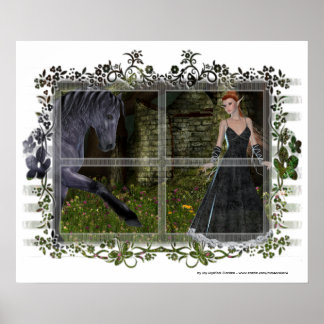 'Old Friends' D2 - Elf & Black Horse Poster/Print Poster