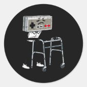 Old Gaming Controller Walker Funny Gamer Men Women Runder Aufkleber (Vorderseite)