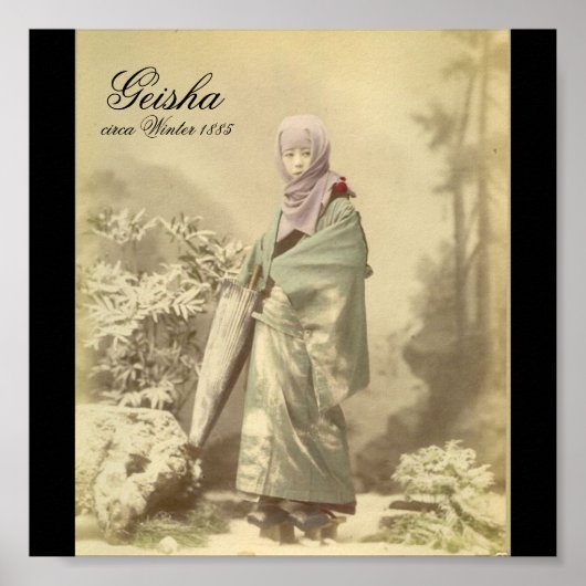 Old Geisha Foto um den Winter 1885 Poster (Vorne)
