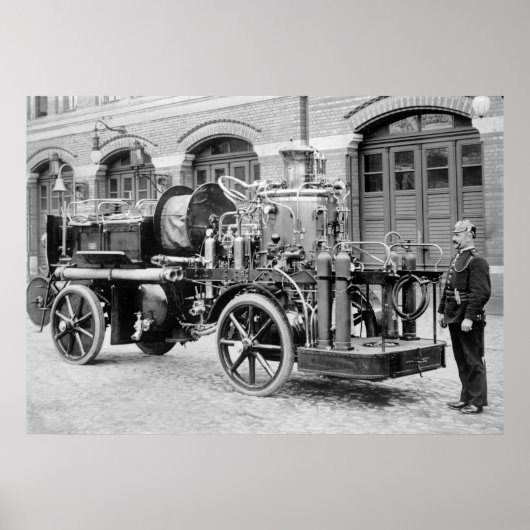 Old German Fire Engine, early 1900s Poster (Vorne)