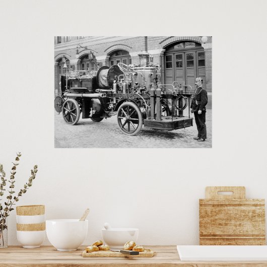 Old German Fire Engine, early 1900s Poster (Küche)