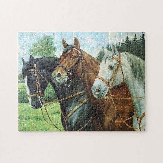 Old German Horse Oil Painting Portrait from 1924 Puzzle