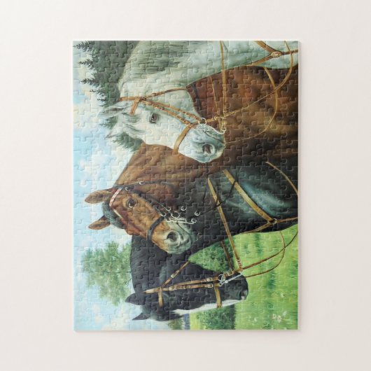 Old German Horse Oil Painting Portrait from 1924 Puzzle (Vertikal)